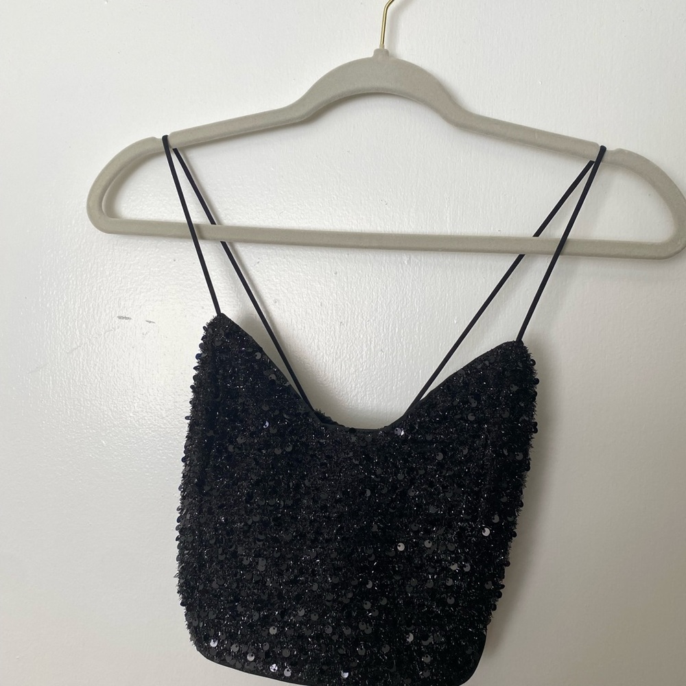 Elegant Black Sequin Women's Top - Picture 1 of 2